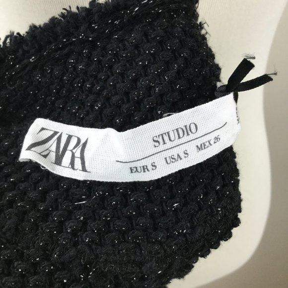 NWT Zara Studio Black Metallic Fringe Cardigan s - Picture 6 of 9